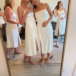 White midi, no waistband, bridesmaid/cocktail dress. Fame Partners brand